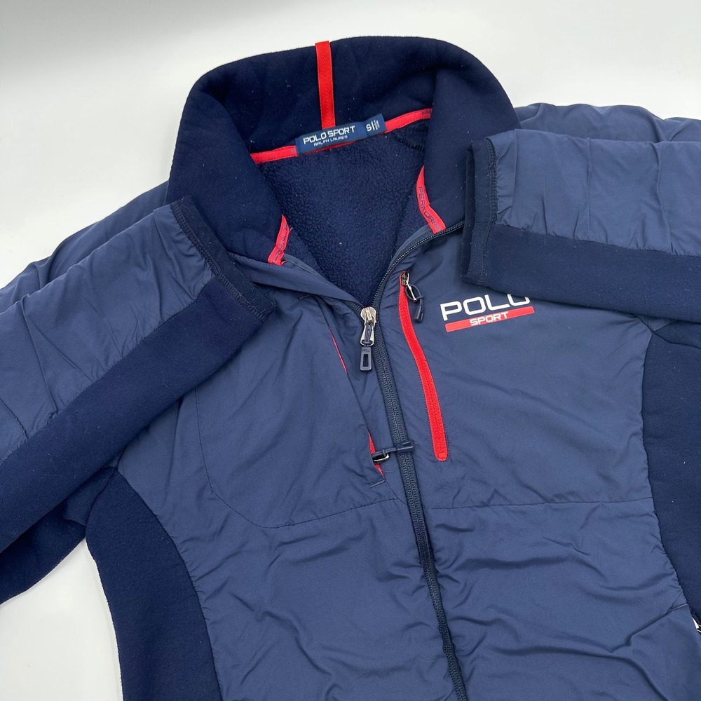 Polo Sport Ralph Lauren Mens Small Navy Blue Hybrid Fleece Nylon Jacket Full Zip